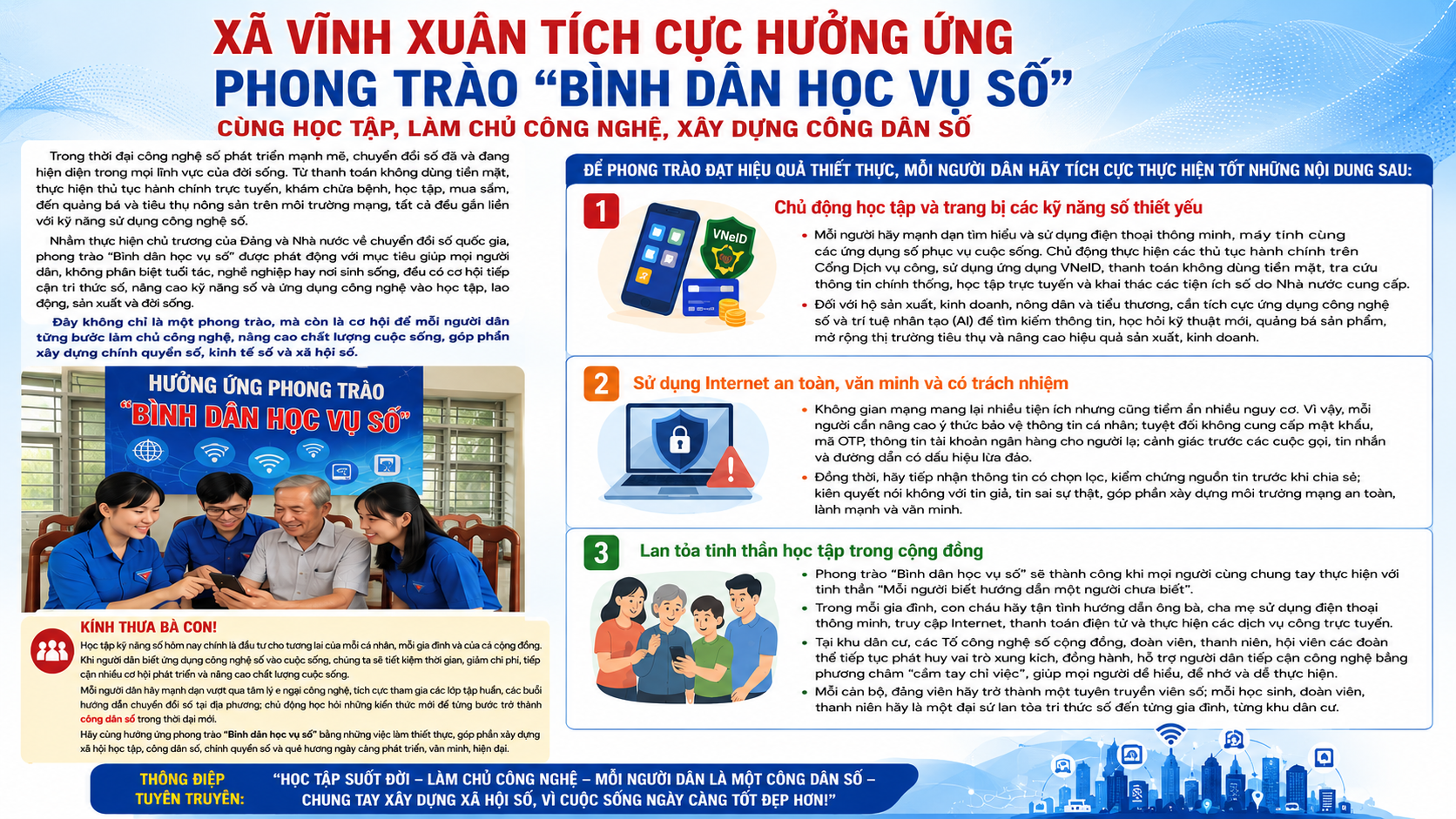 Tích cực hưởng ứng phong trào “Bình dân học vụ số” – Cùng học tập, làm chủ công nghệ, xây dựng công dân số