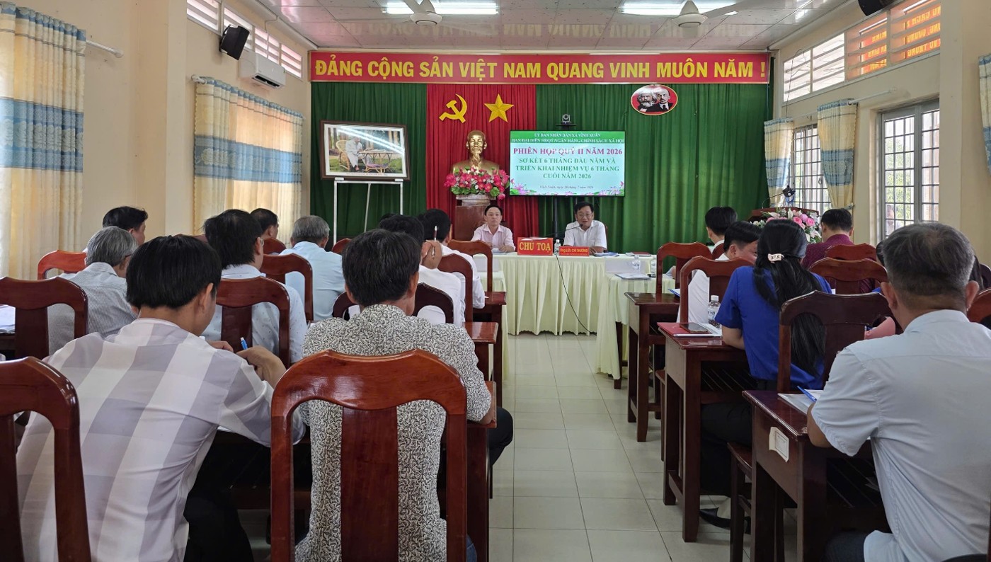 Ban đại diện HĐQT Ngân hàng Chính sách xã hội xã Vĩnh Xuân họp phiên thường kỳ quý II năm 2026