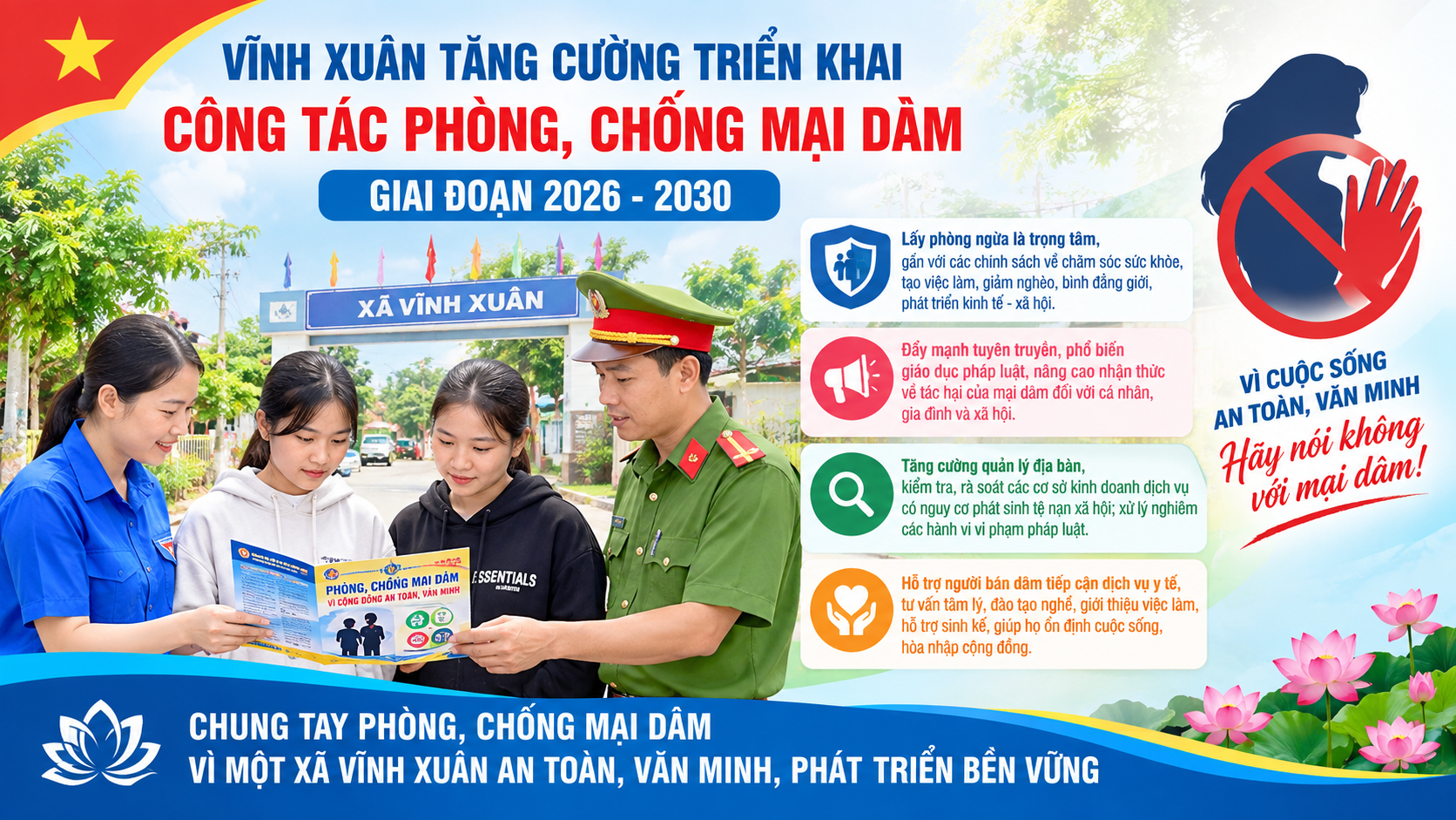 Vĩnh Xuân tăng cường triển khai công tác phòng, chống mại dâm giai đoạn 2026 - 2030